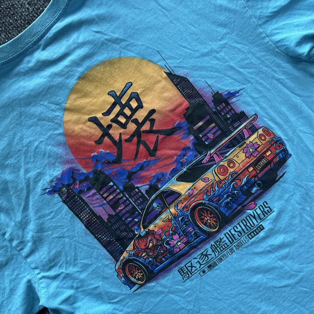 Boxset Destroyers Car Tokyo/Los Angeles Graphic Cotton Blue T-Shirt size L Large